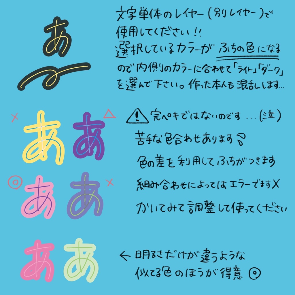 文字入れ向き【ふちブラシセット】Procreateの重ならないフチどりタイプ