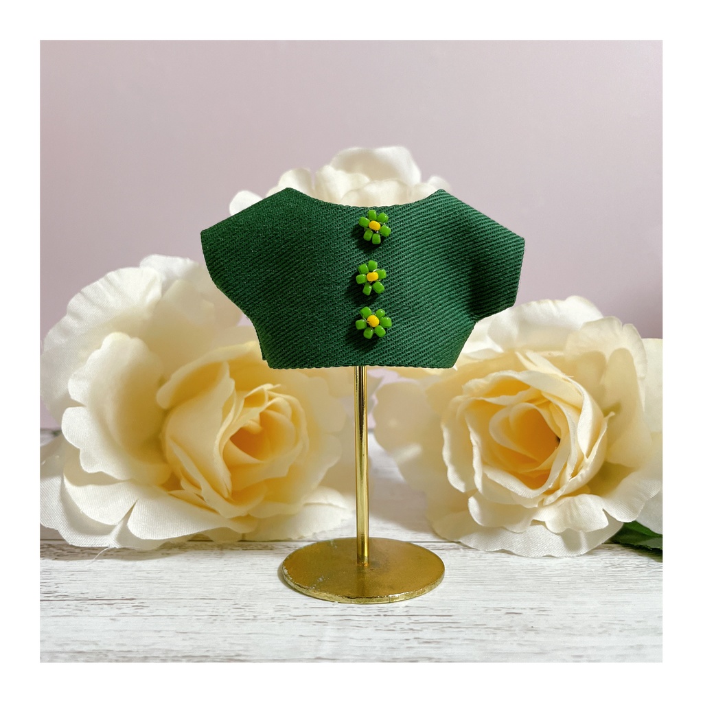 お花シャツ💚よもぎ