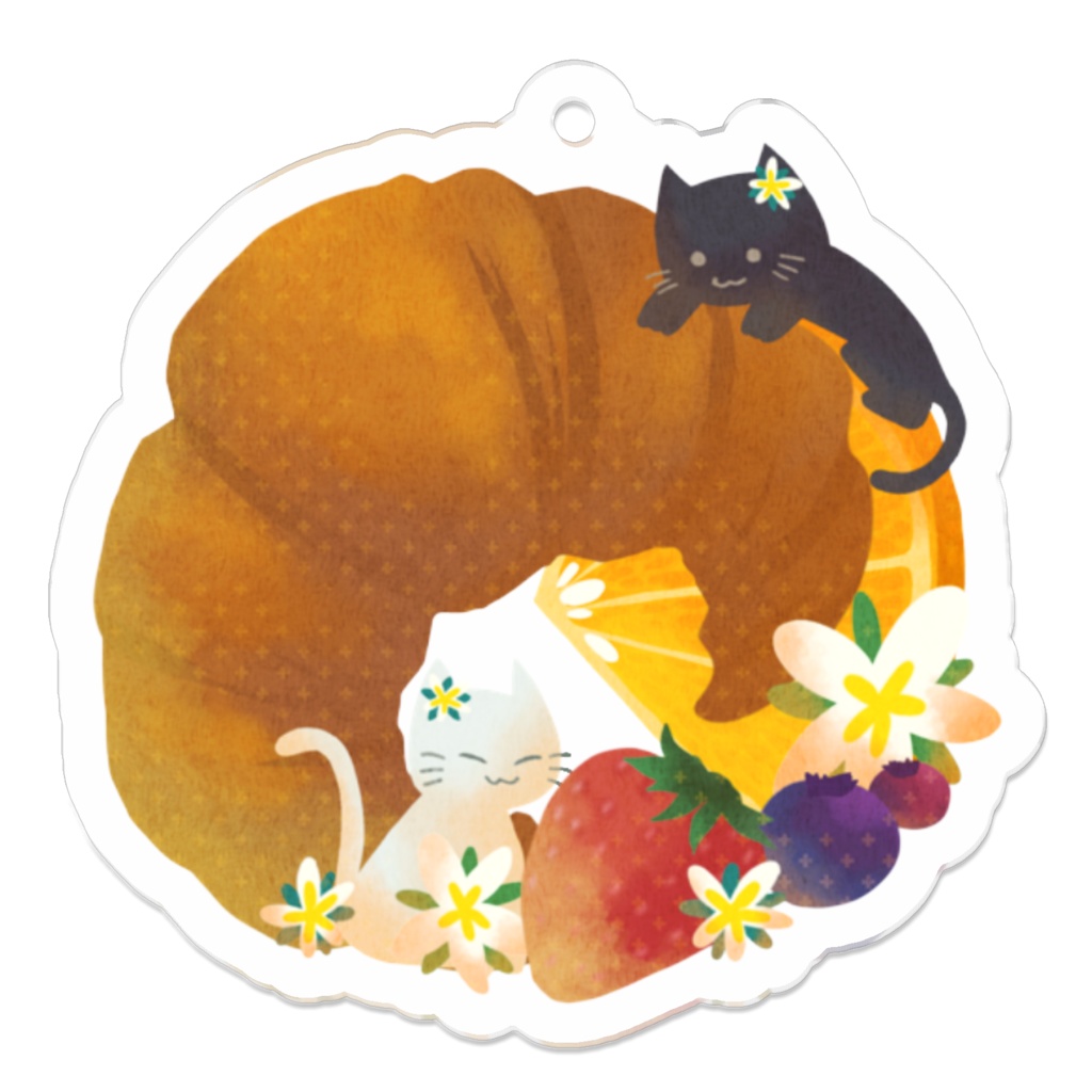 ねことクロワッサンのアクリルキーホルダー