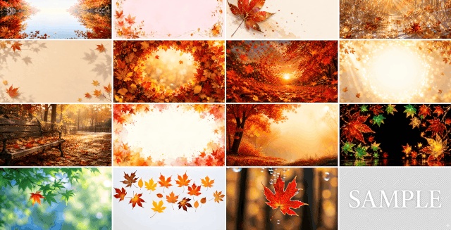 【背景素材】鮮やかな紅葉と秋の景色 3枚セット（配信用・イラスト背景・静止画） Beautiful Autumn Leaves Backgrounds