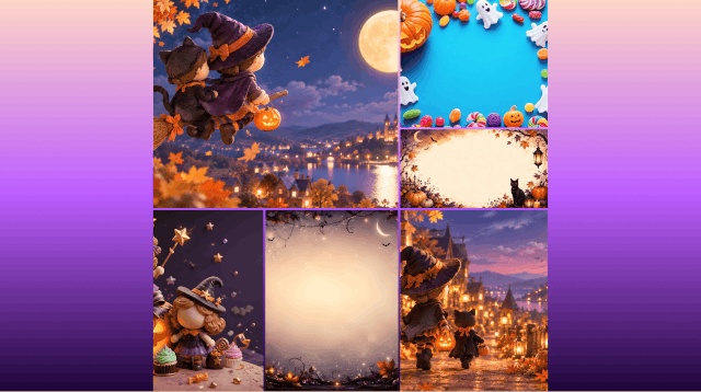 【背景素材】ハロウィン・ファンタジー 4枚セット（配信用・イラスト背景・静止画） Halloween Fantasy Backgrounds: Set of 4