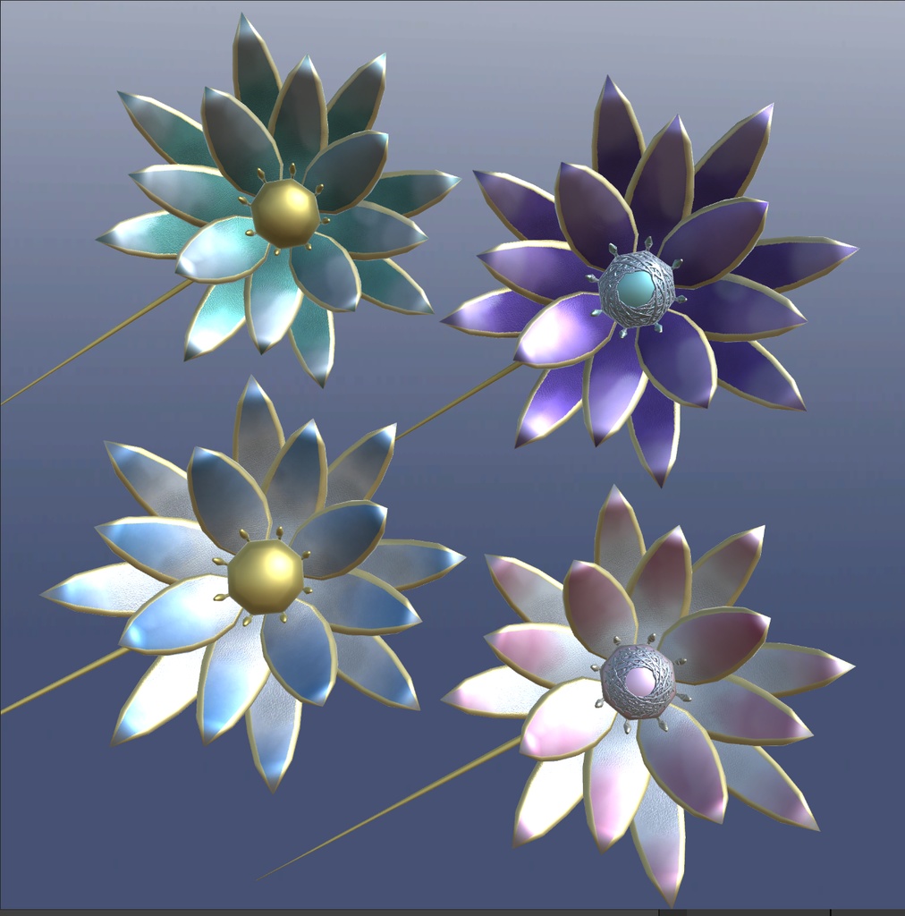 睡蓮の髪飾り VRC想定3Dモデル