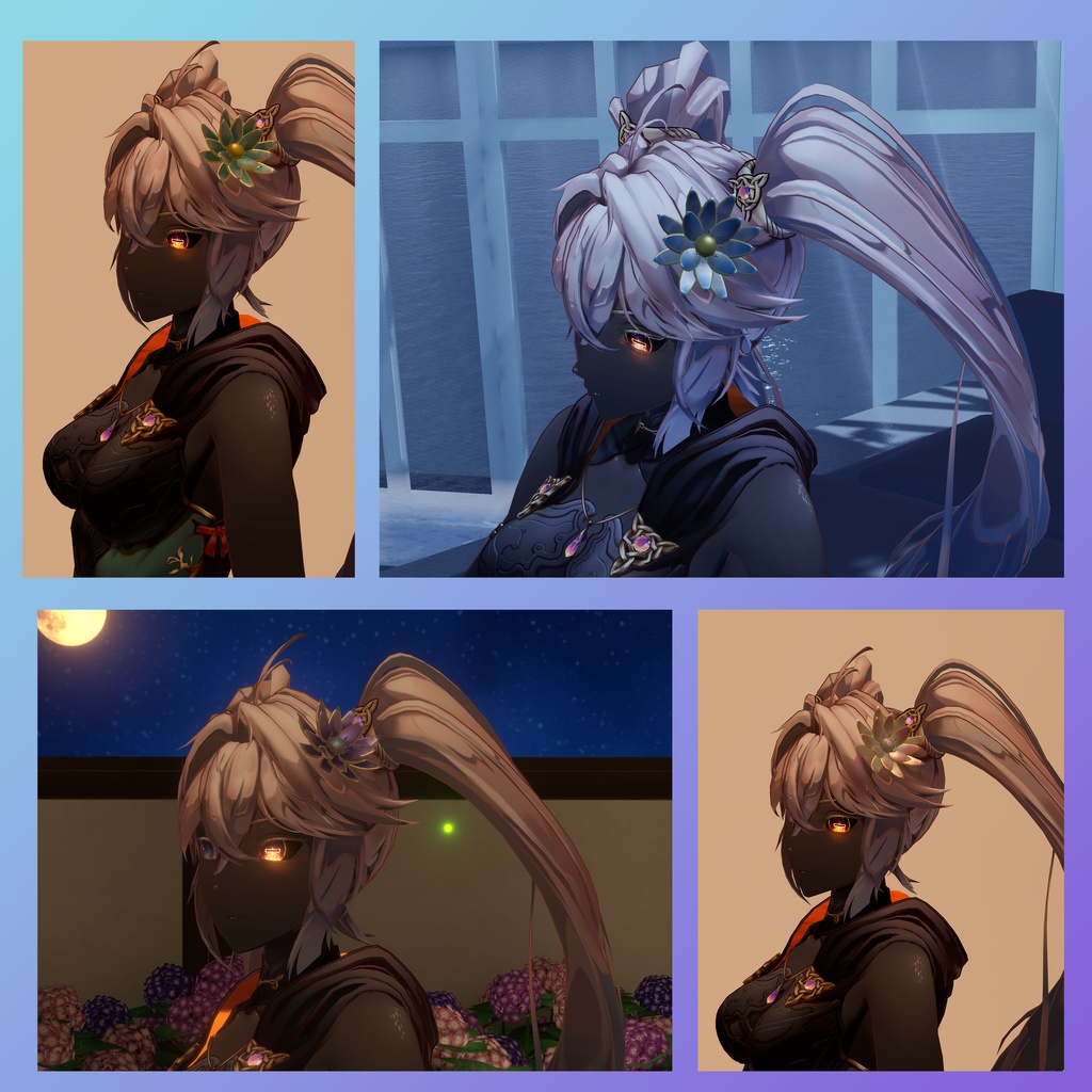 睡蓮の髪飾り VRC想定3Dモデル