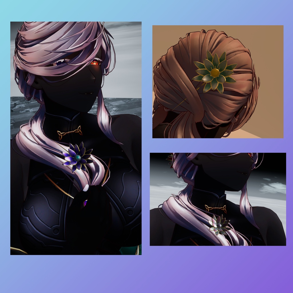 睡蓮の髪飾り VRC想定3Dモデル