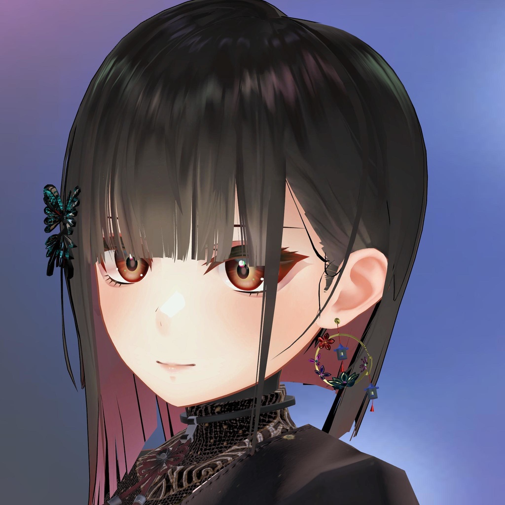 和風イヤリング・ピアス風アクセサリ【VRChat想定アバター向けアクセサリー】