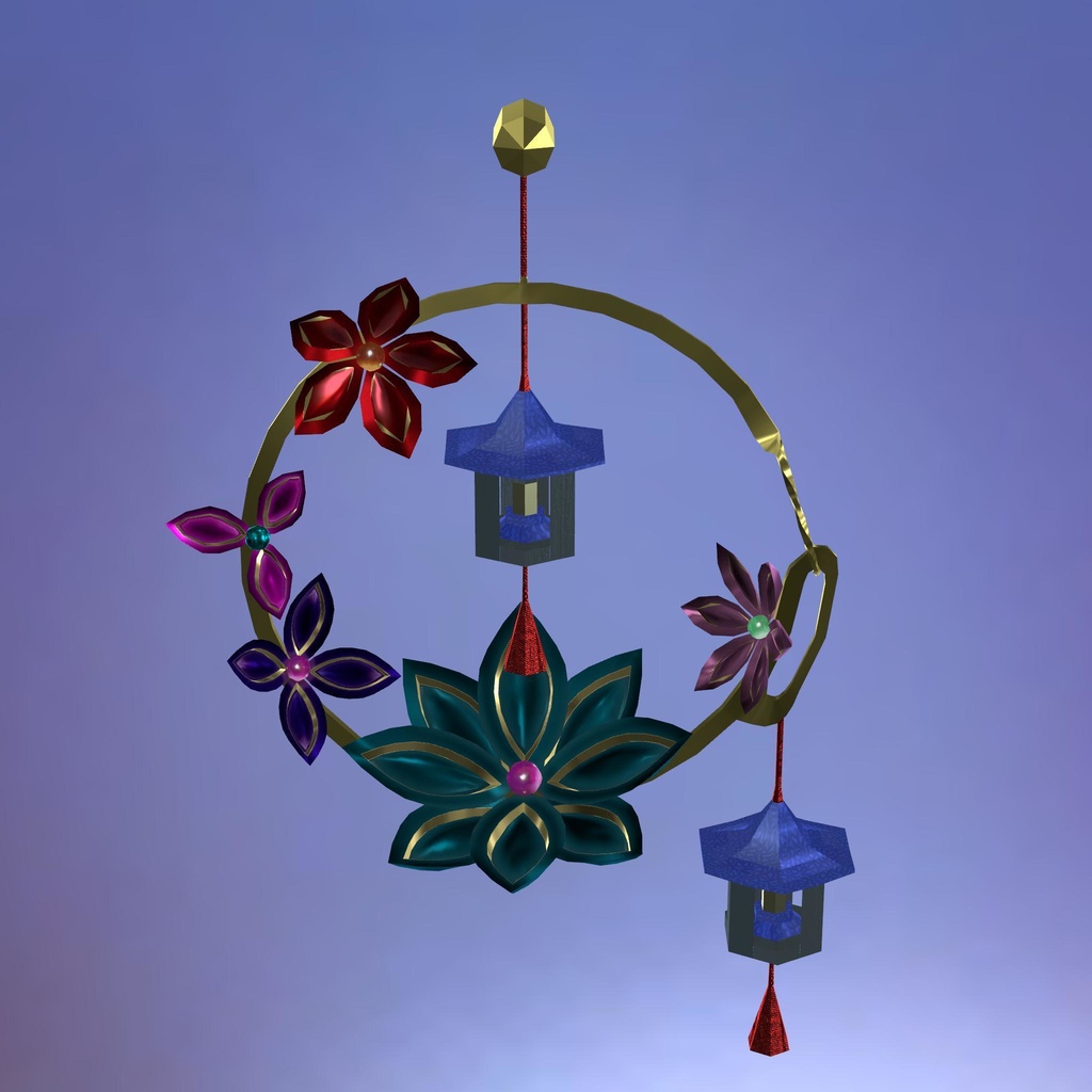 和風イヤリング・ピアス風アクセサリ【VRChat想定アバター向けアクセサリー】