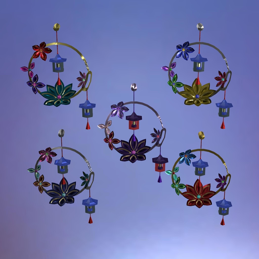 和風イヤリング・ピアス風アクセサリ【VRChat想定アバター向けアクセサリー】