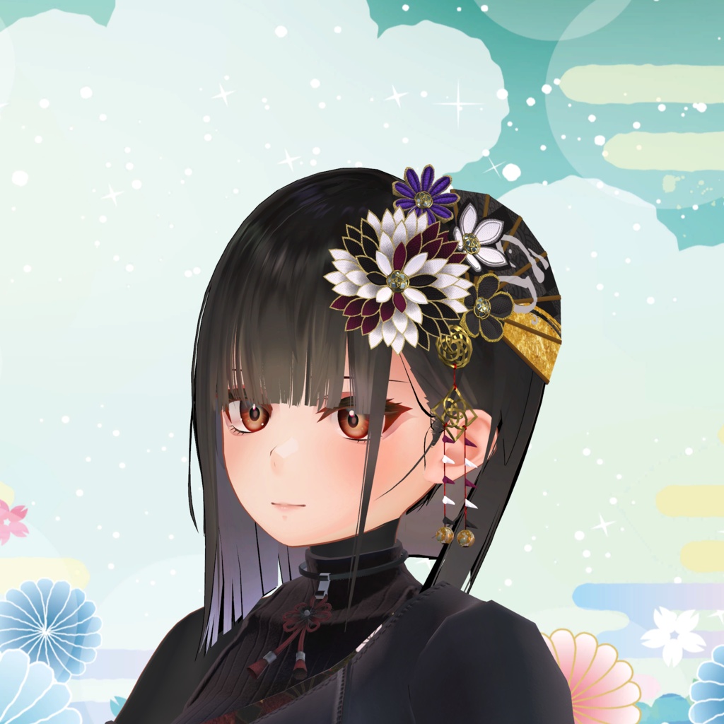 【metafes出展セール 200円引き】つまみ細工風髪飾り カラバリ8種【VRChat想定】