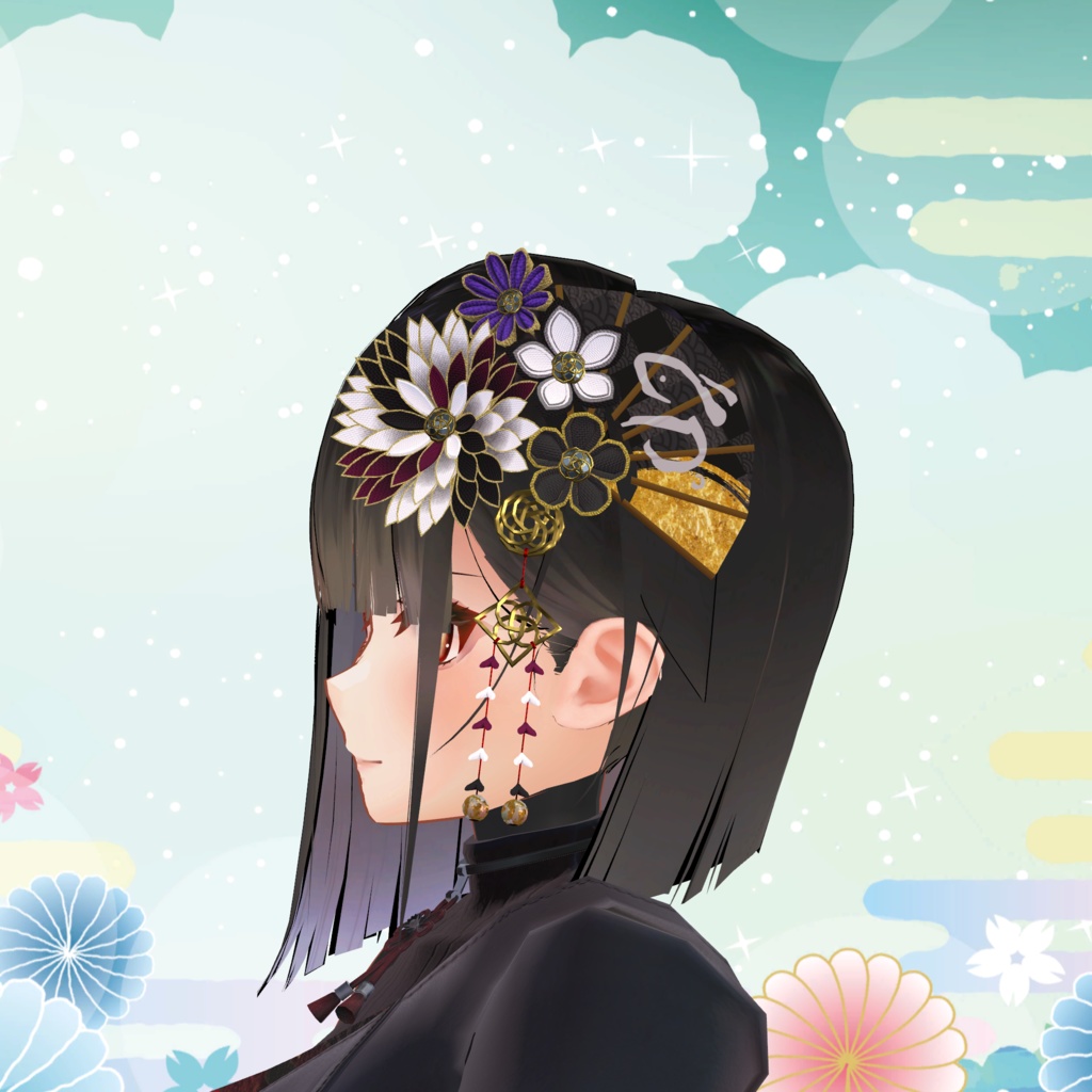 【metafes出展セール 200円引き】つまみ細工風髪飾り カラバリ8種【VRChat想定】