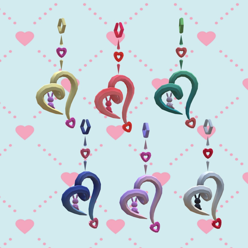 ウサギハートのイヤリング【試着版有り】