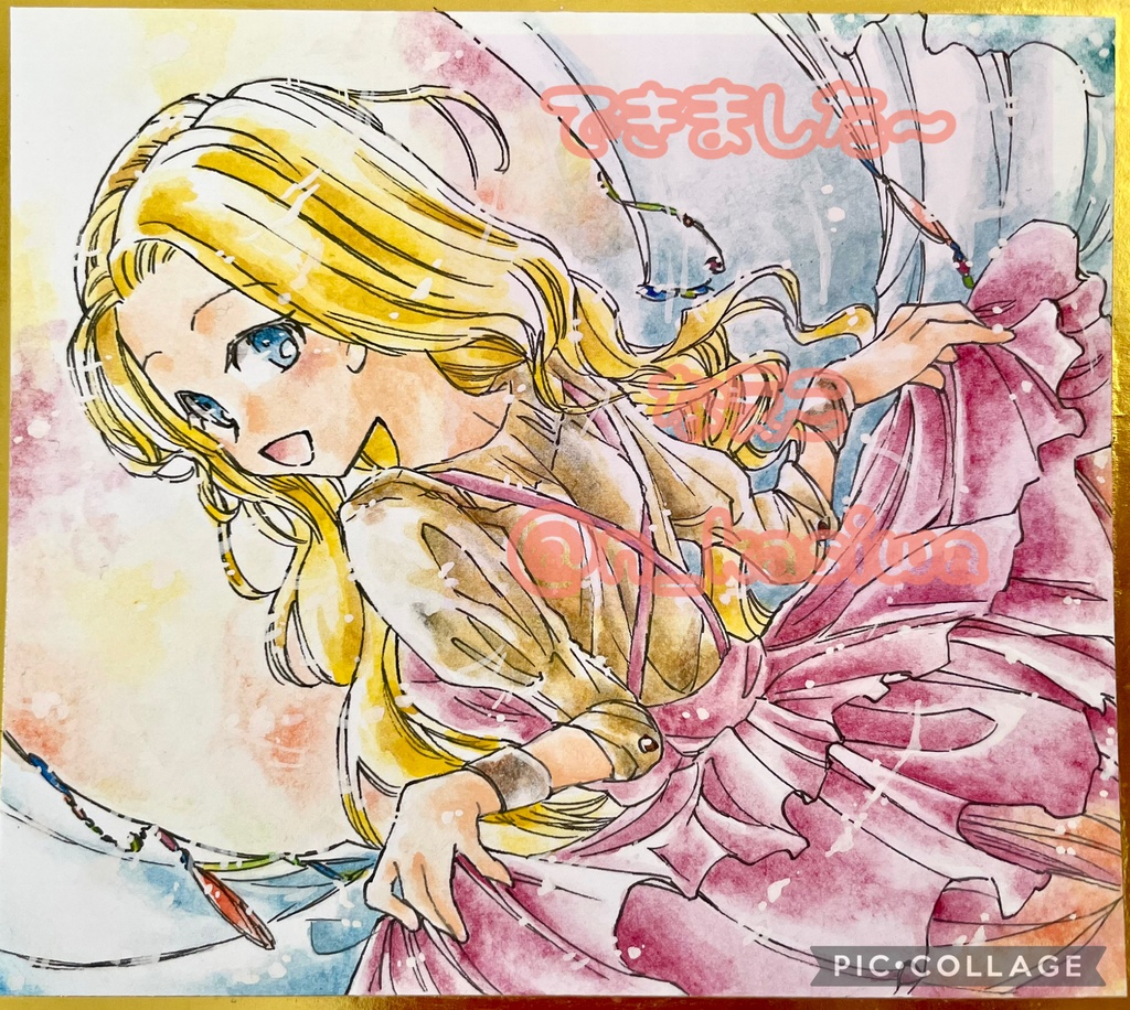 オリジナルの少女ミニ色紙６