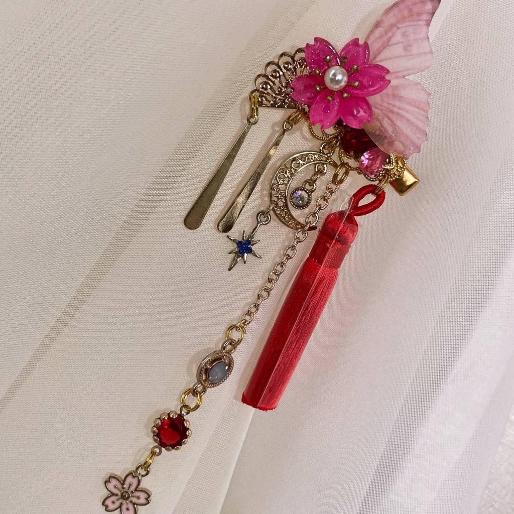 ◆ 皐月の髪飾り 桃 no.16