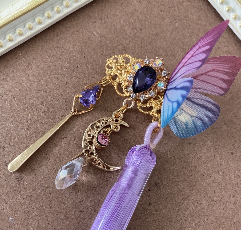 【長月の髪飾り】no.38 紫×水色