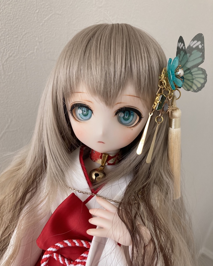 【　霜月の髪飾り　】no.58  水色