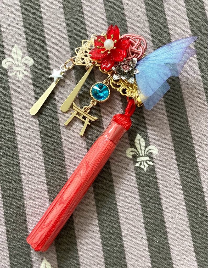 【春の髪飾り】銀花 紅