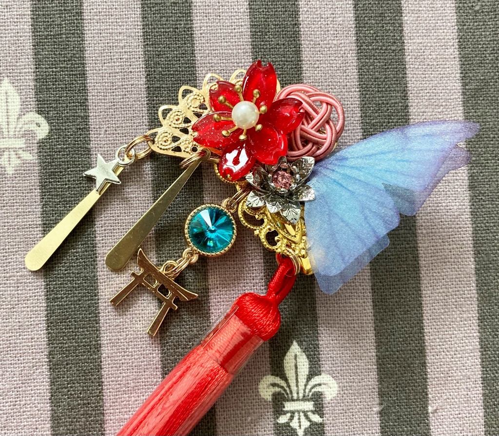 【春の髪飾り】銀花 紅