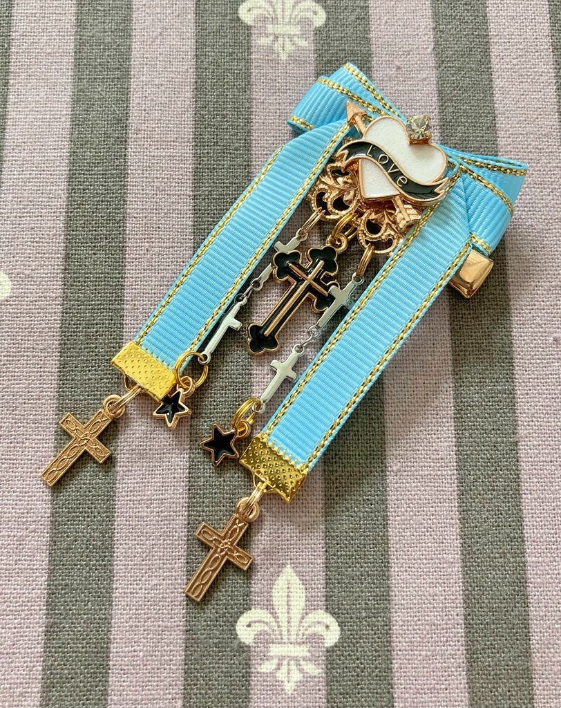 【リボン髪飾り】愛重ver.クロス×水色