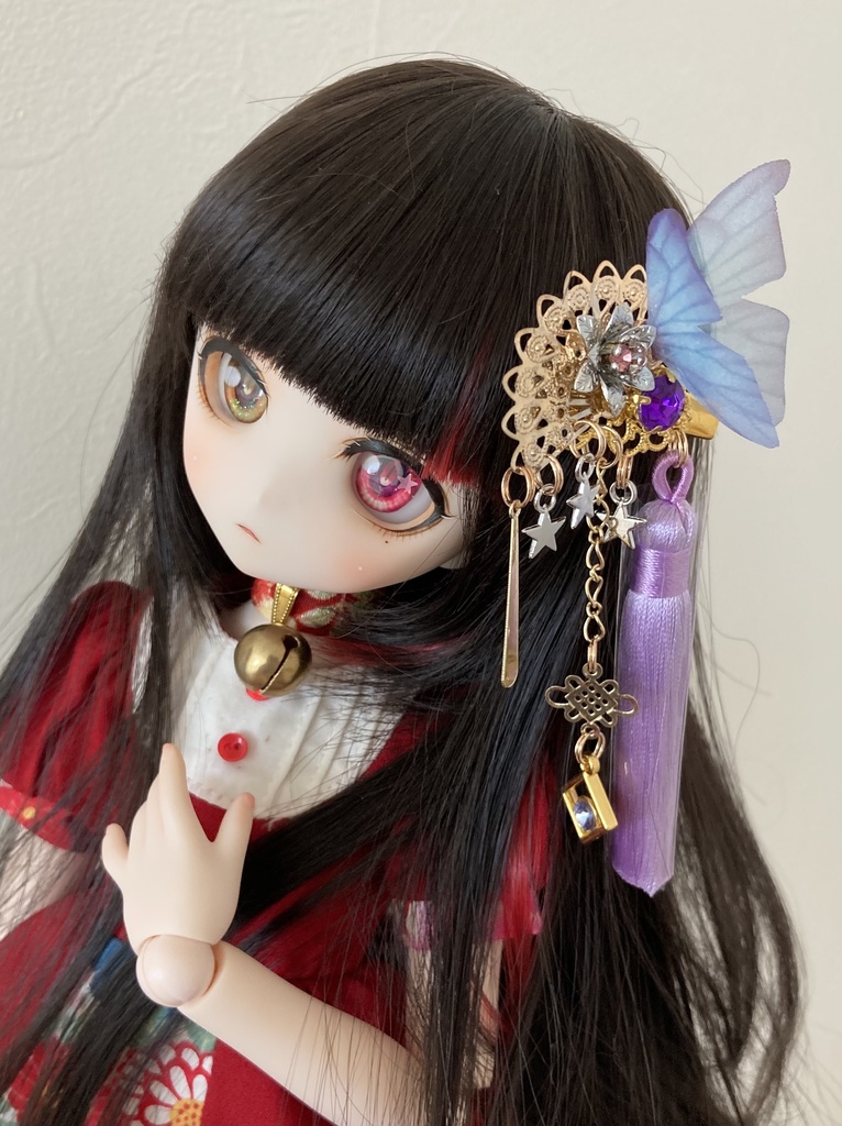 【春の髪飾り】銀花 紫
