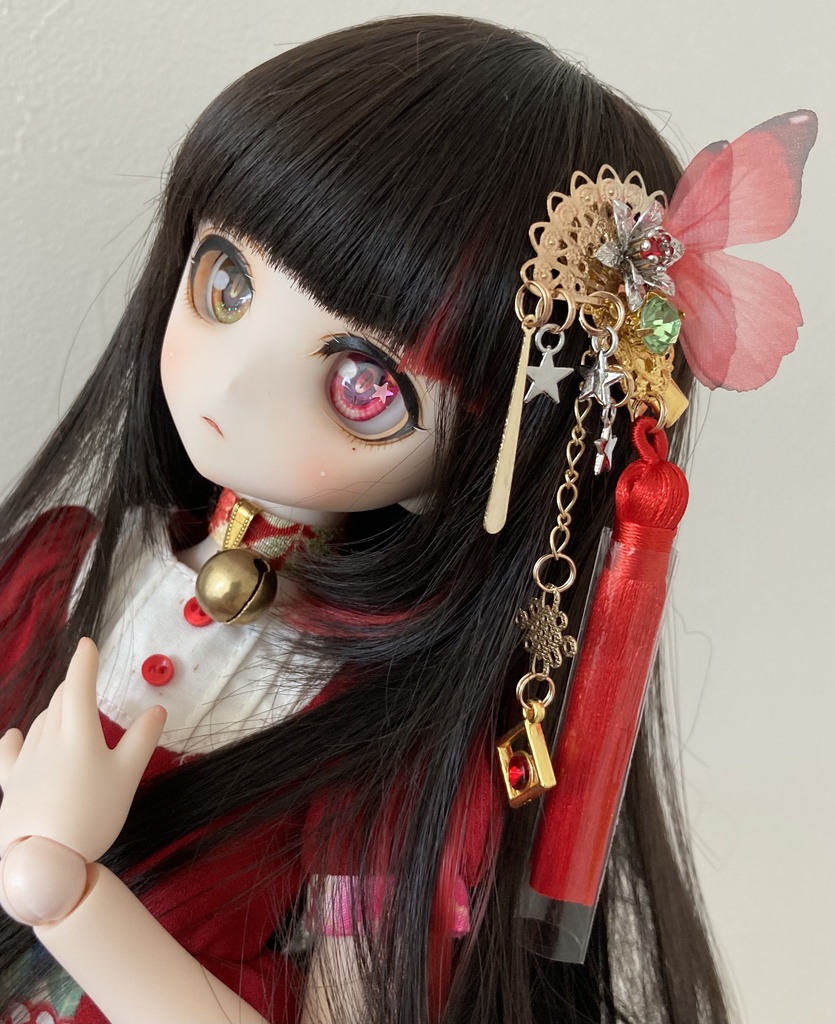 【春の髪飾り】銀花 紅