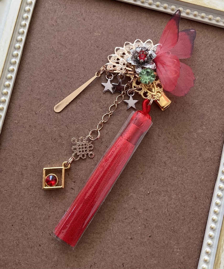 【春の髪飾り】銀花 紅