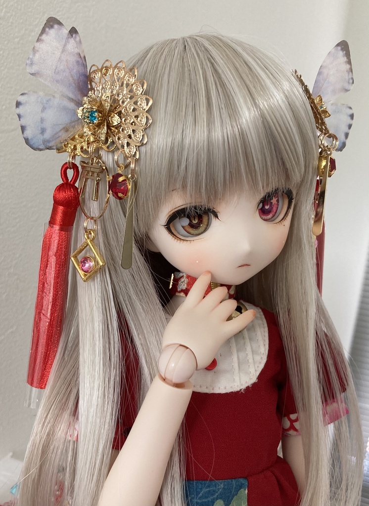 【 卯月の髪飾り 】両サイド、紅ver.