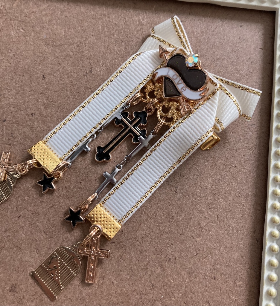 【リボン髪飾り】鳥籠×クロス