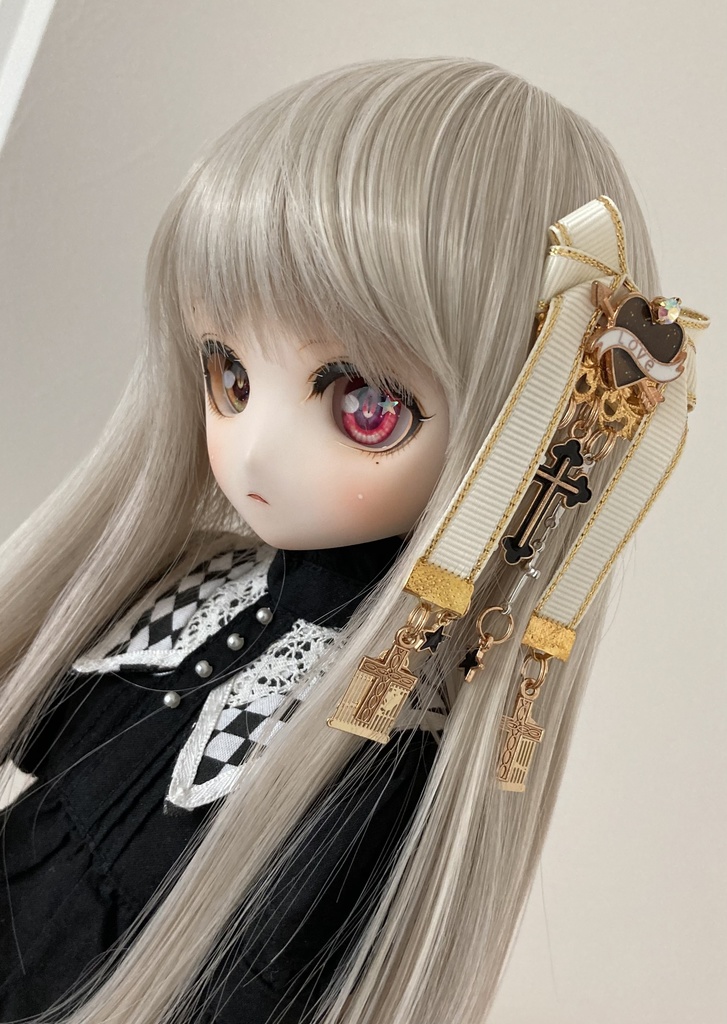 【リボン髪飾り】鳥籠×クロス