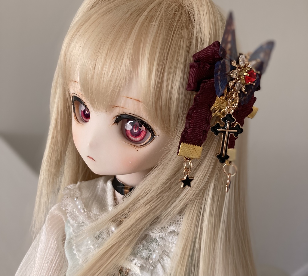 【リボン髪飾り】らいばるさんver.2 ワインレッド Bランク