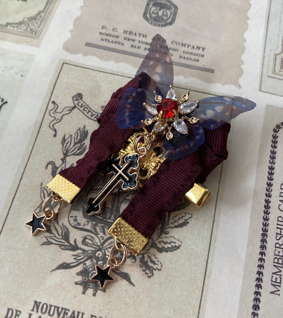 【リボン髪飾り】らいばるさんver.2 ワインレッド Bランク