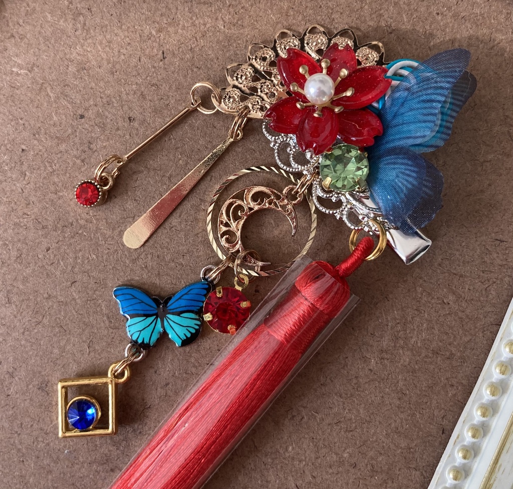 【師走の髪飾り】紅×青