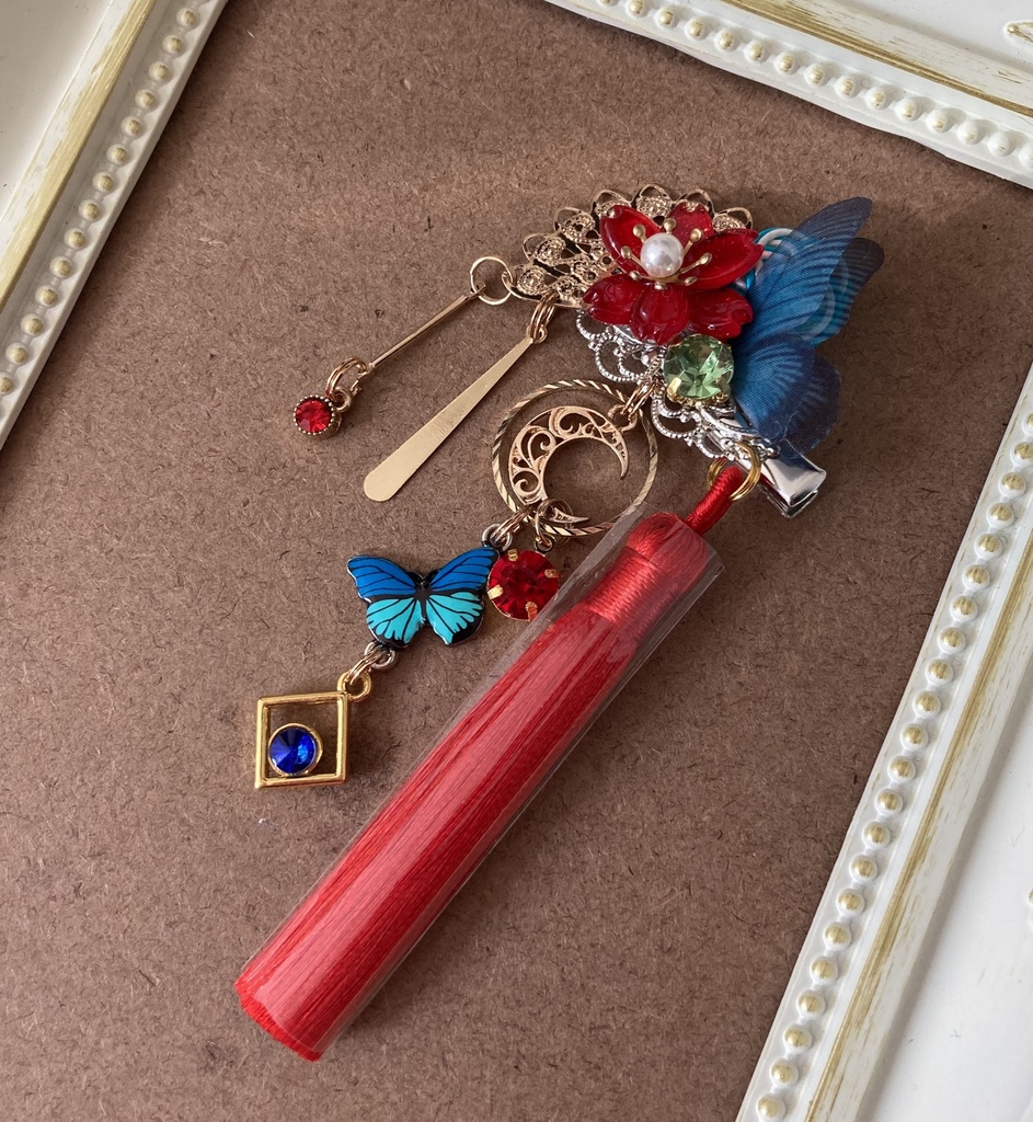 【師走の髪飾り】紅×青