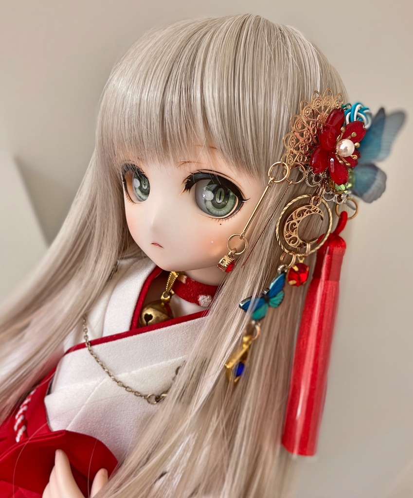 【師走の髪飾り】紅×青