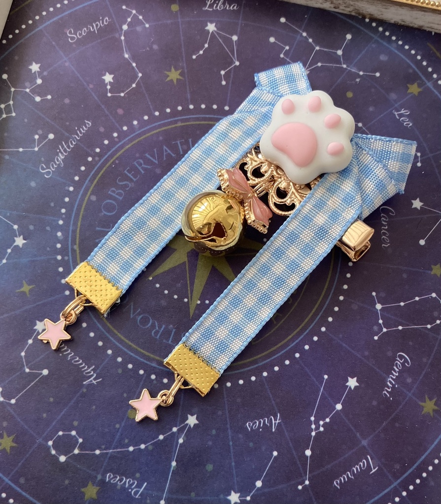 【リボン髪飾り】ブルーリボン🐈⬛×ピンクver.