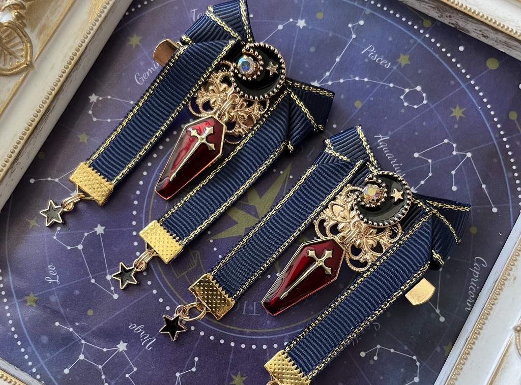 【リボン髪飾り】Gothic×NAVY