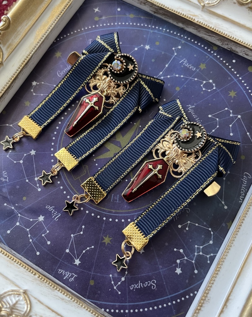 【リボン髪飾り】Gothic×NAVY