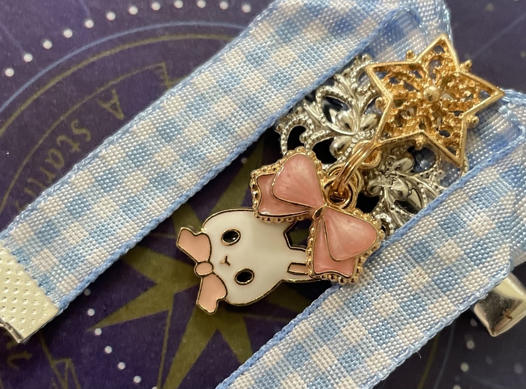 【リボン髪飾り】🐰さんver.ブルーちぇっく