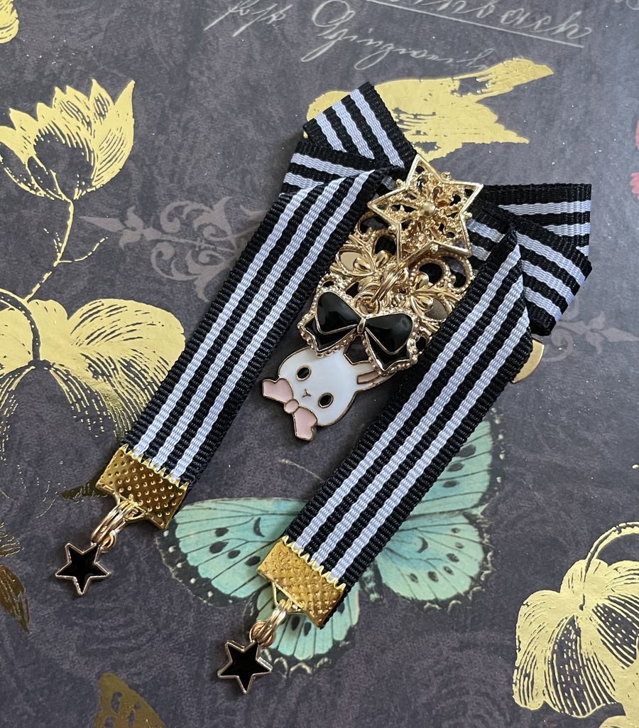 【リボン髪飾り】ストライプ×🐰ver.