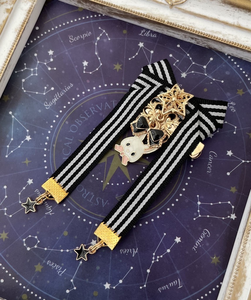 【リボン髪飾り】🐰×ストライプver.