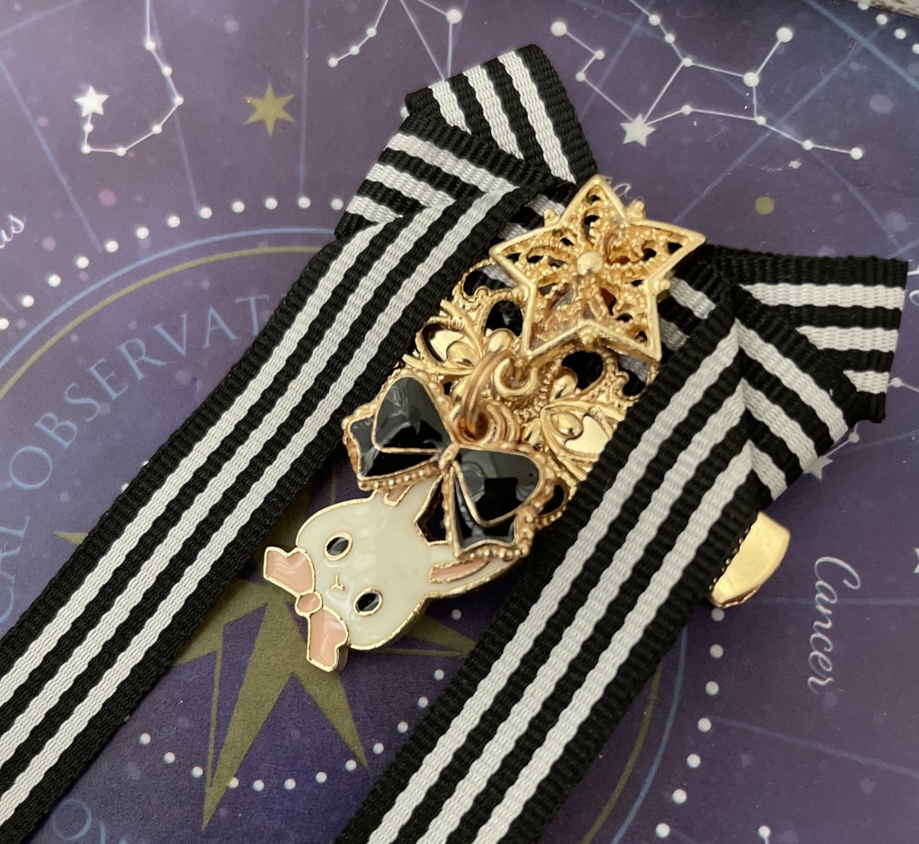 【リボン髪飾り】🐰×ストライプver.