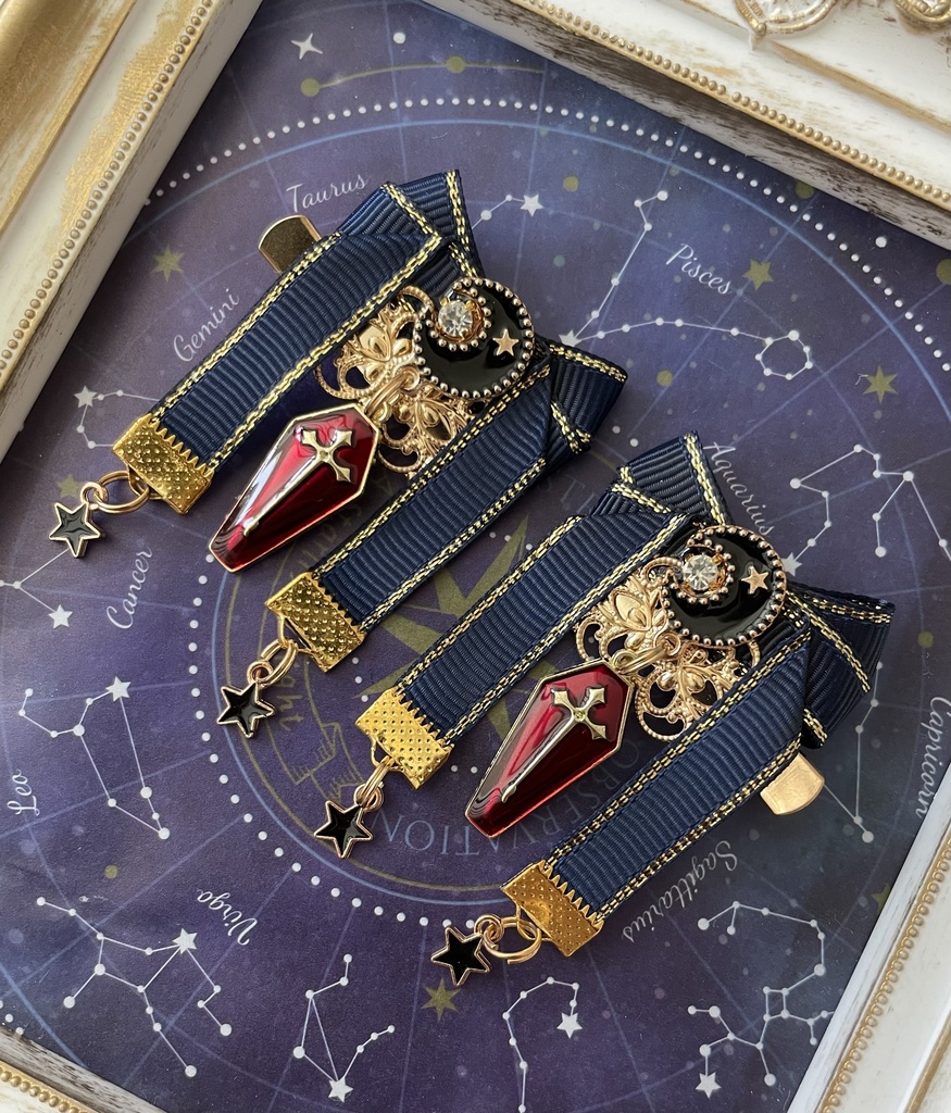 【リボン髪飾り】Gothic×Navy ✨Bランク✨