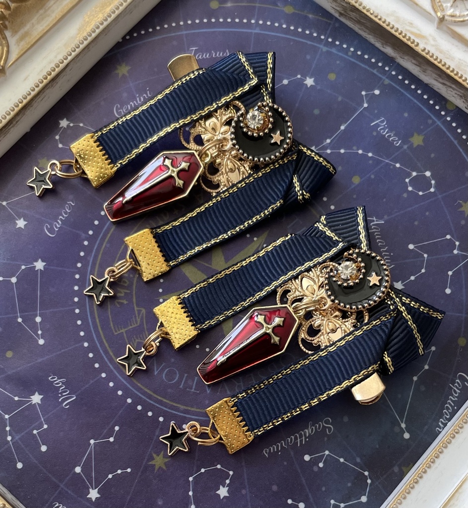 【リボン髪飾り】Gothic×Navy ✨Bランク✨