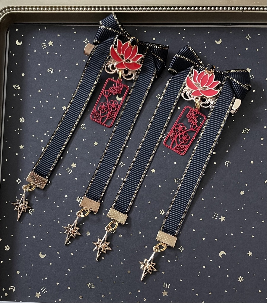 リボン髪飾り 【万華鏡】漆黒ver.