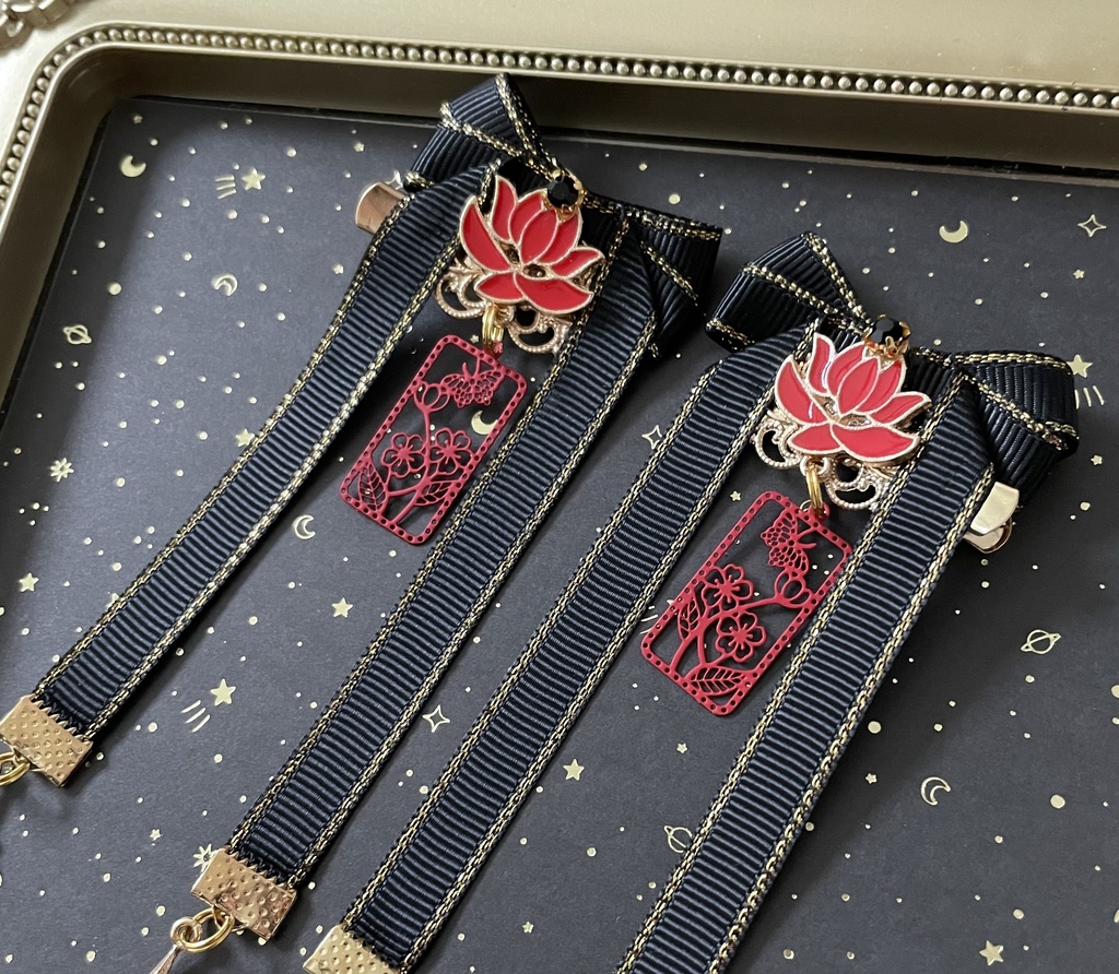 リボン髪飾り 【万華鏡】漆黒ver.