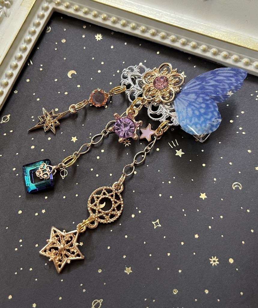 【蝶々×綺羅綺羅の髪飾り】瑠璃色