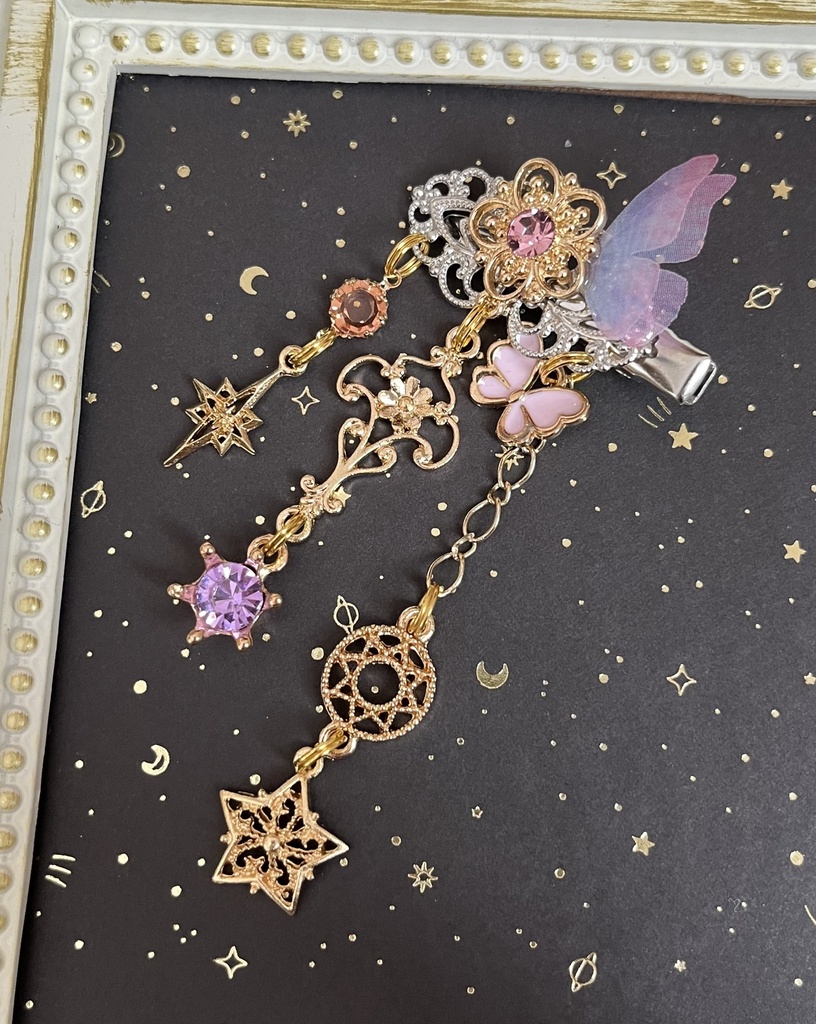 【蝶々×綺羅綺羅の髪飾り】紫