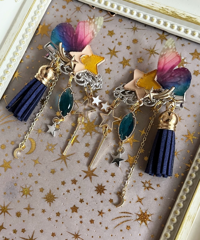 【星の髪飾り】 きらきら星 紺色 SPver. 両サイドタイプ