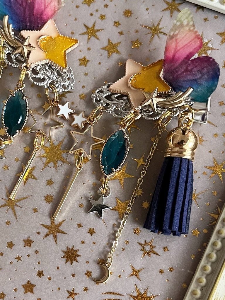 【星の髪飾り】 きらきら星 紺色 SPver. 両サイドタイプ