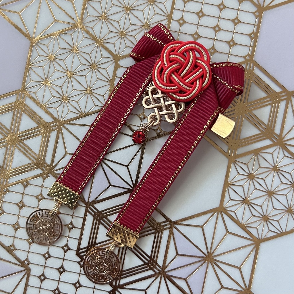 【和風リボン髪飾り】紅