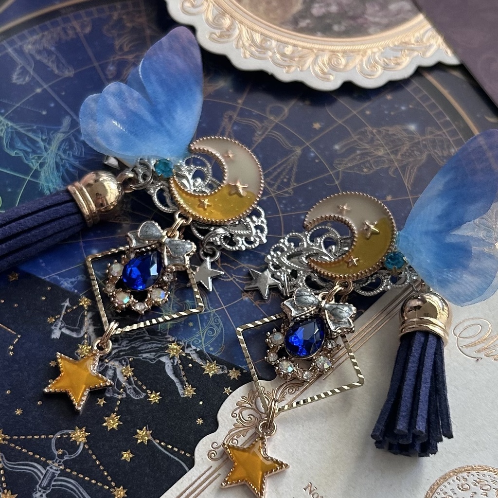 【月の髪飾り】きらきら星 青色 SPver. 両サイドタイプ
