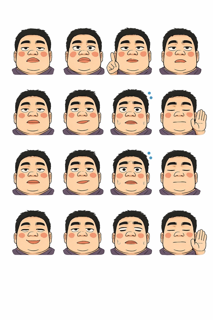 無表情キャラクター素材セット（人物イラスト16種）